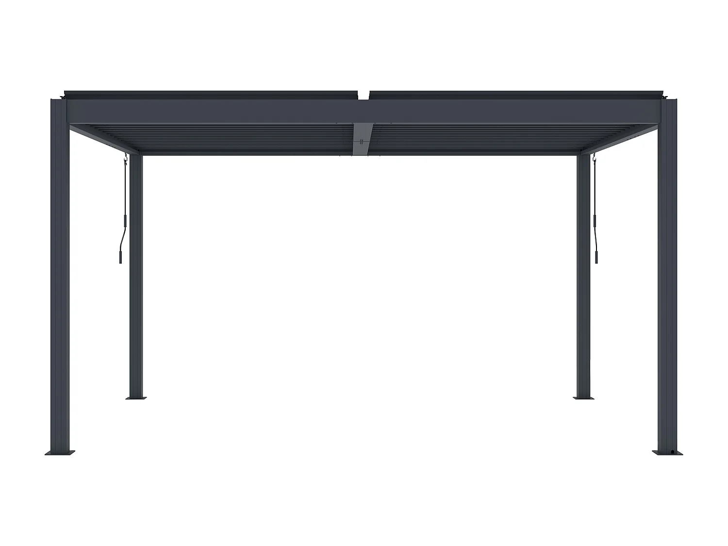 Terrassendach bioklimatisch freistehend aus Aluminium mit verstellbaren Lamellen & ausziehbarer Seitenmarkise 2,78 m - 12 m² - Anthrazit - CASSAPIA