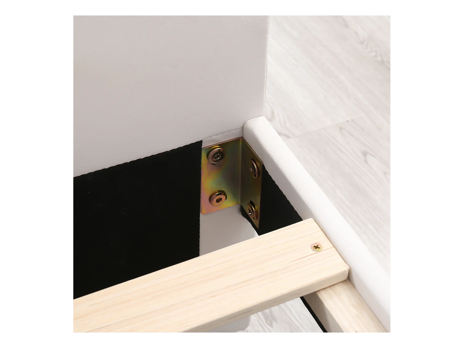 Gestoffeerd bed met hoofdeinde en 2 laden - 160 x 200 cm - PU leer - Scandinavische stijl - wit