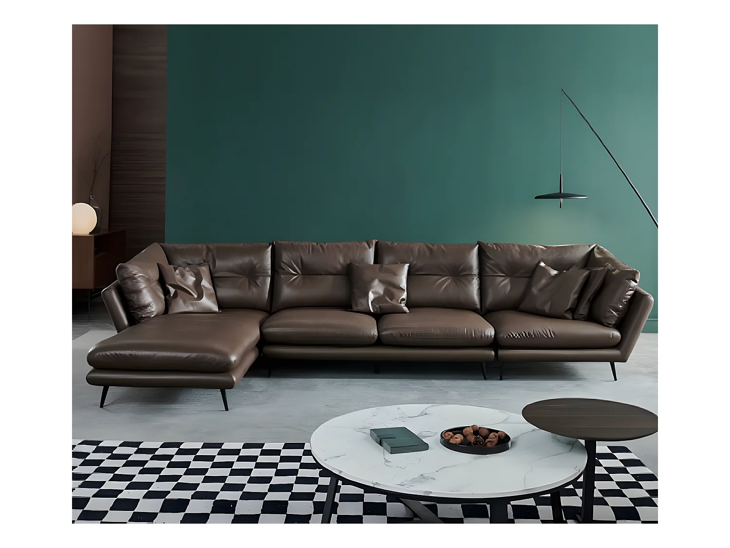 Ledersofa Couch Wohnlandschaft Eck Design Modern