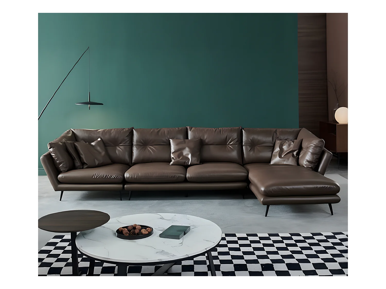 Ledersofa Couch Wohnlandschaft Eck Design Modern