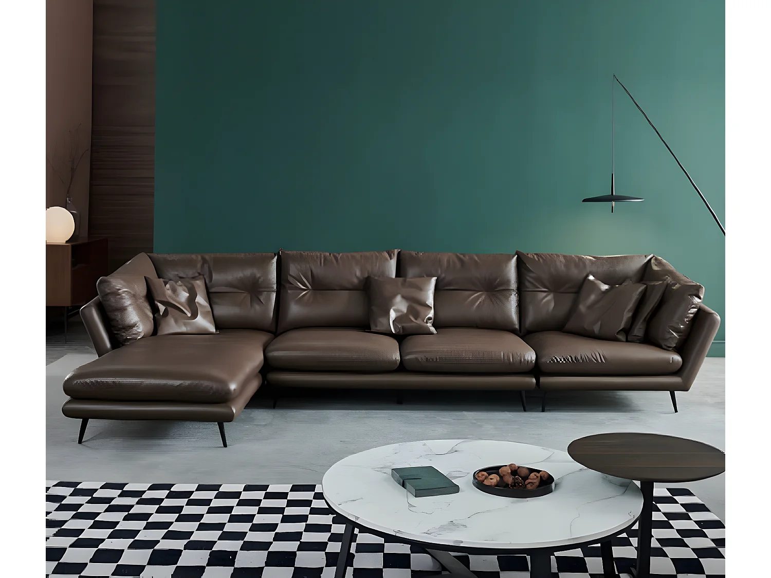 Ledersofa Couch Wohnlandschaft Eck Design Modern