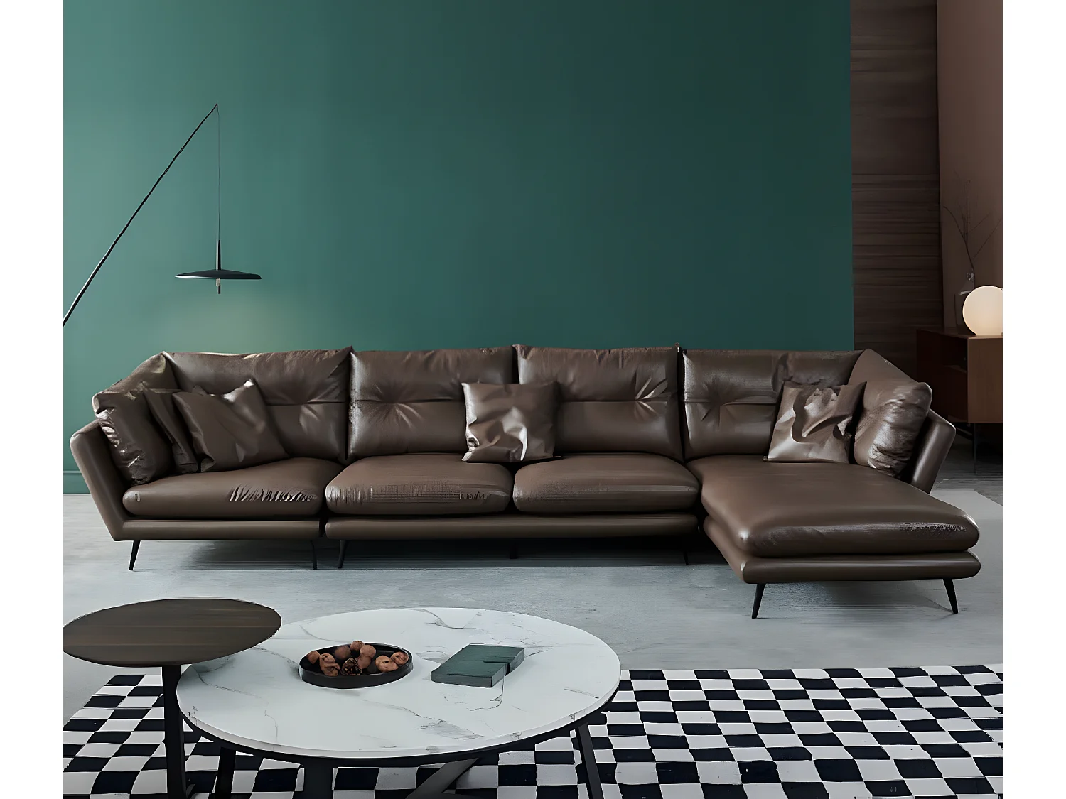 Ledersofa Couch Wohnlandschaft Eck Design Modern