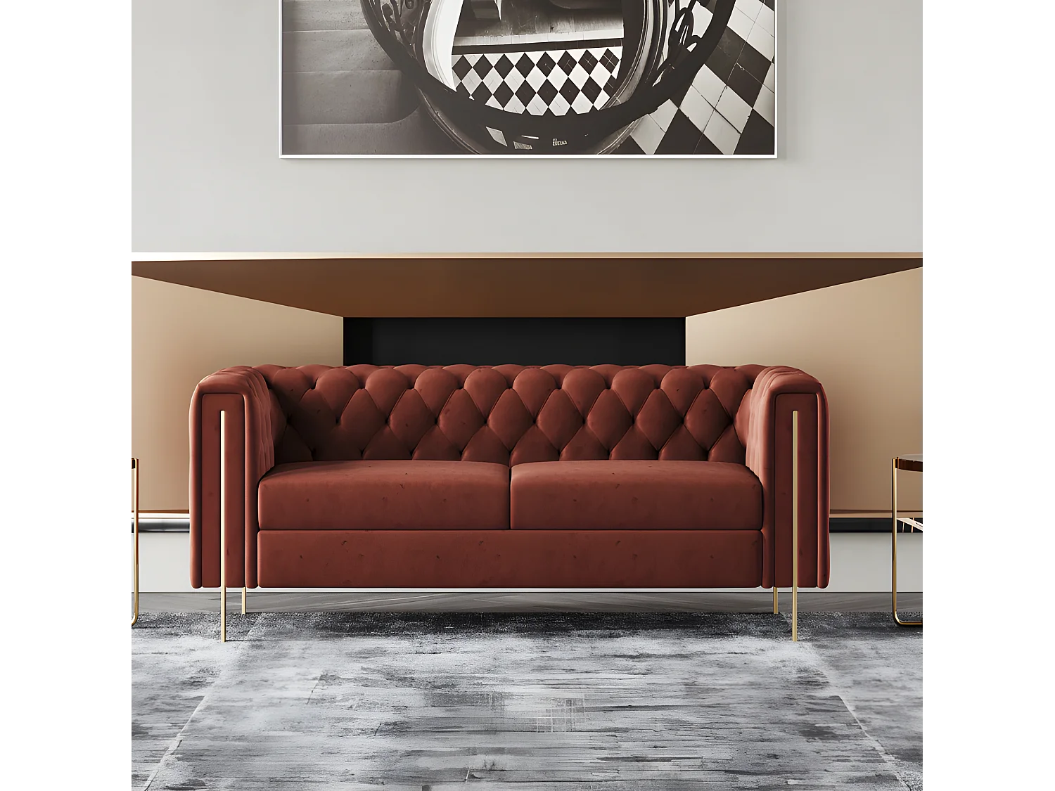 Sofagarnitur Set Sitz Polster 4tlg. Wohnzimmer Set Luxus Chesterfield