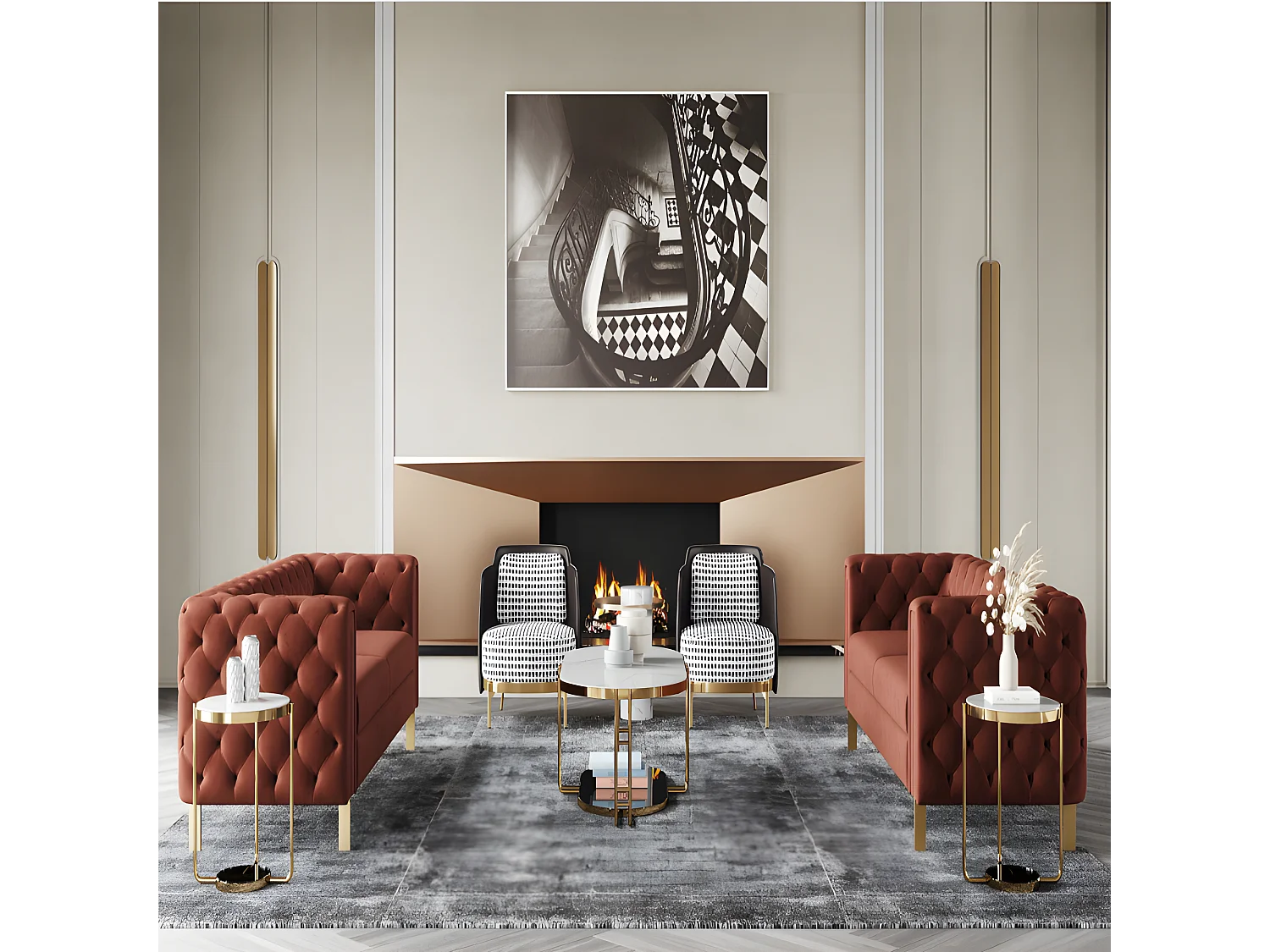 Sofagarnitur Set Sitz Polster 4tlg. Wohnzimmer Set Luxus Chesterfield