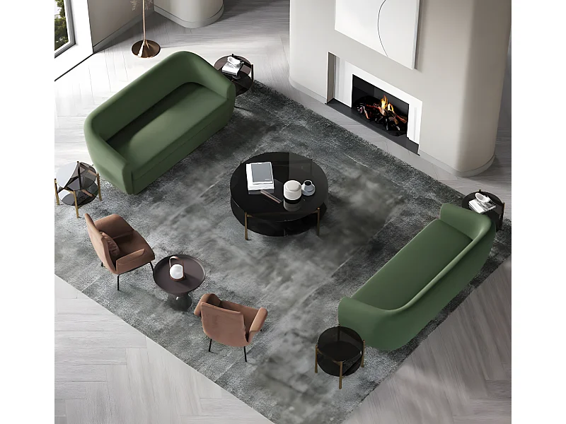 Sofagarnitur 3+3 Sitzer Sofa Leder Sofas Couchen Polster Sitz