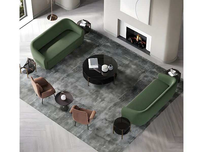 Sofagarnitur 3+3 Sitzer Sofa Leder Sofas Couchen Polster Sitz