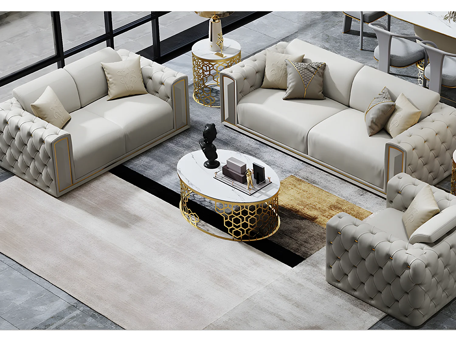 Sofagarnitur 3+2+1 Sitzer Klassischer Wohnlandschaft Sofas Couchen Polster Sofa