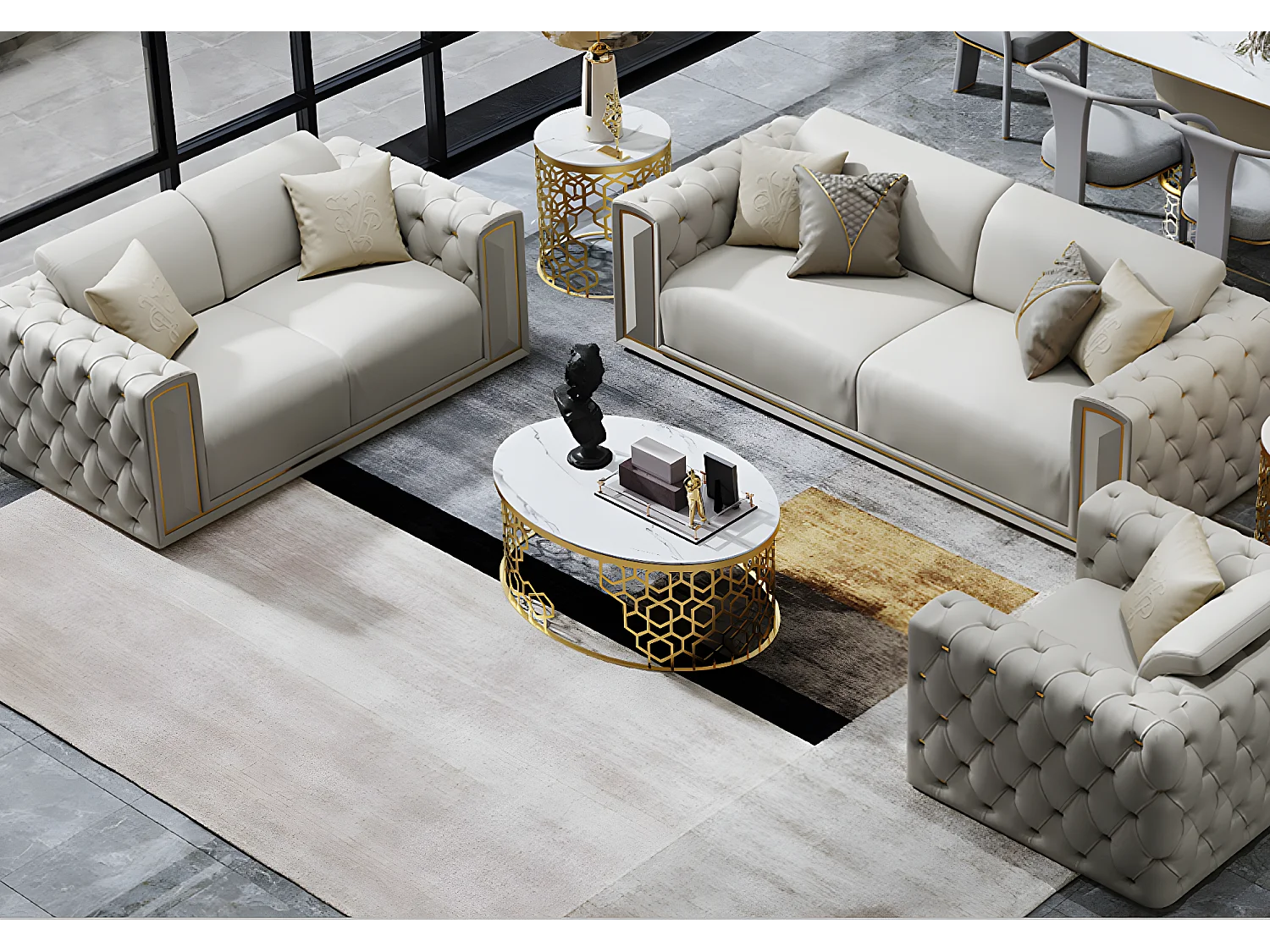 Sofagarnitur 3+2+1 Sitzer Klassischer Wohnlandschaft Sofas Couchen Polster Sofa