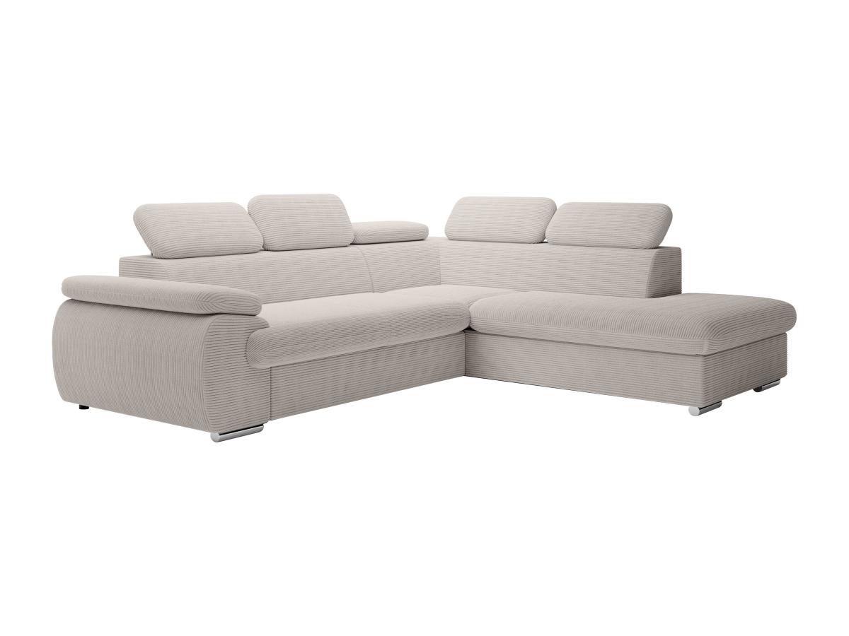 Ecksofa mit Schlaffunktion - Ecke rechts - Cord - Beige - FABIEN günstig online kaufen