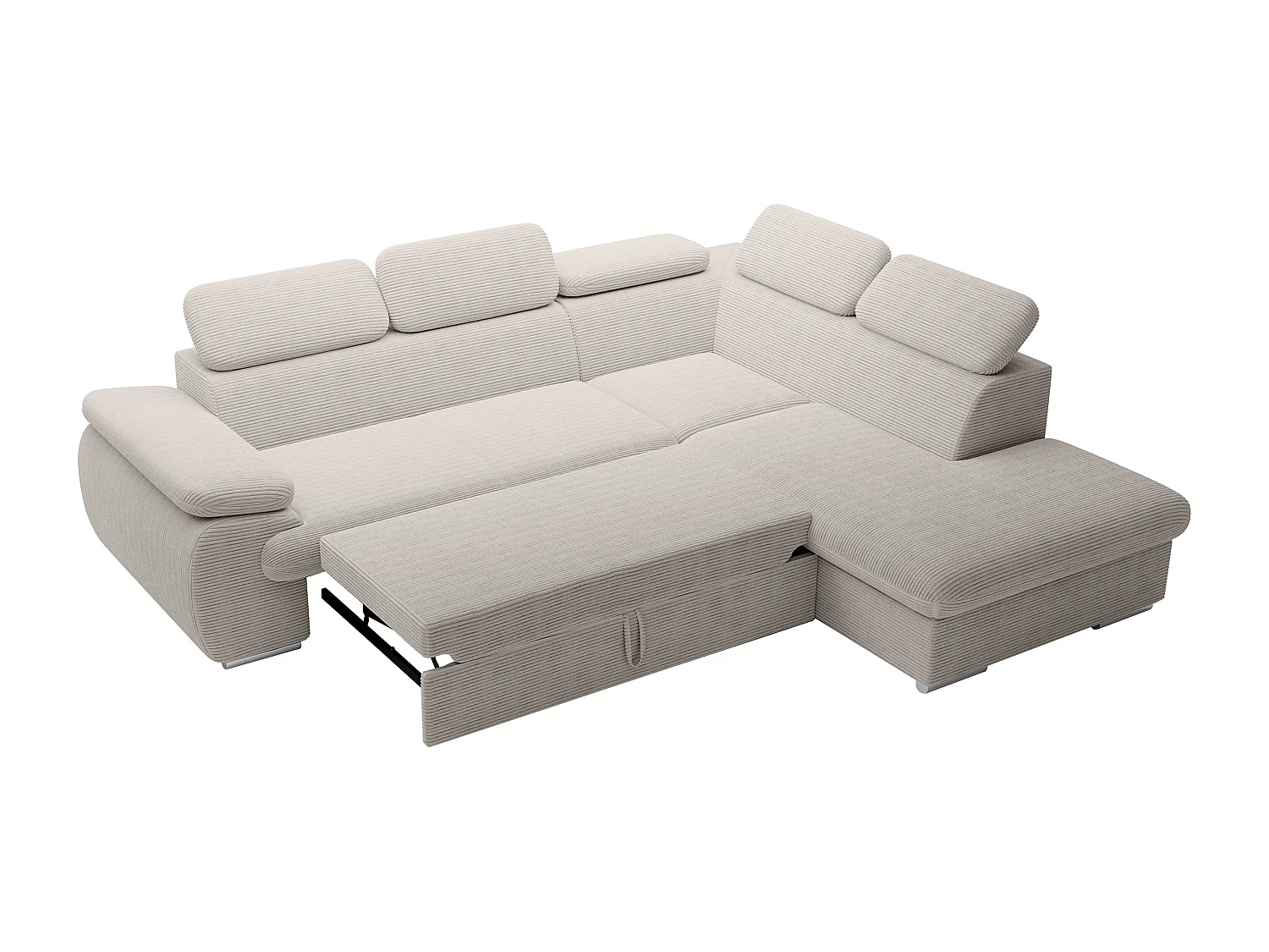 Divano letto in Velluto a coste Beige - Angolo a destra - FABIEN