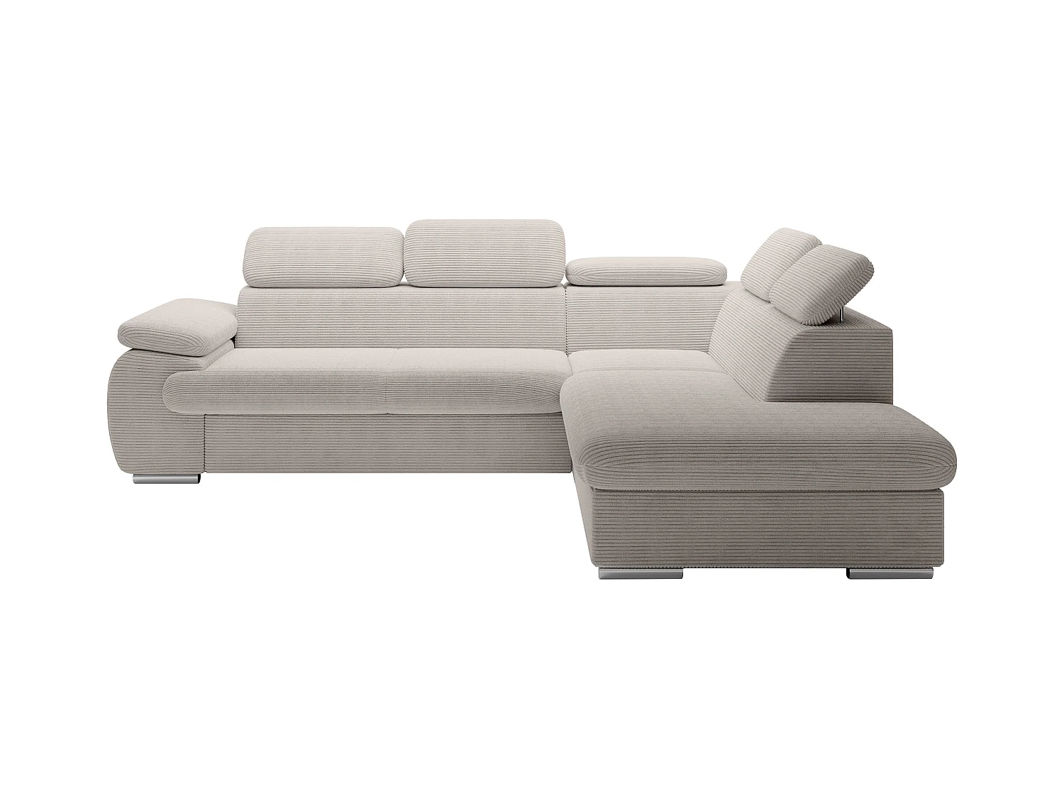 Canapé d'angle droit convertible en velours côtelé beige FABIEN