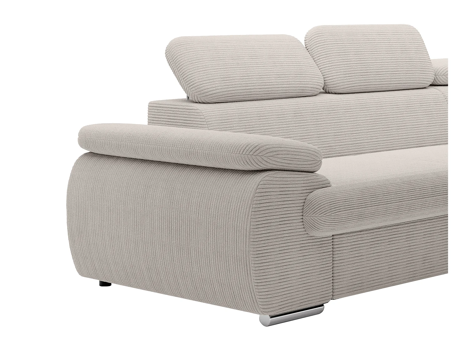 Canapé d'angle droit convertible en velours côtelé beige FABIEN