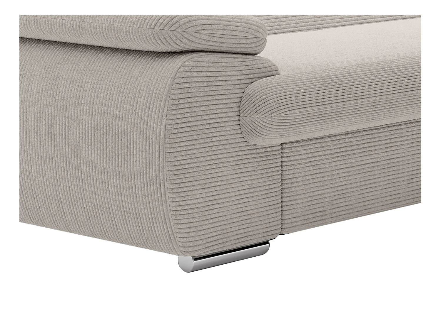 Canapé d'angle droit convertible en velours côtelé beige FABIEN