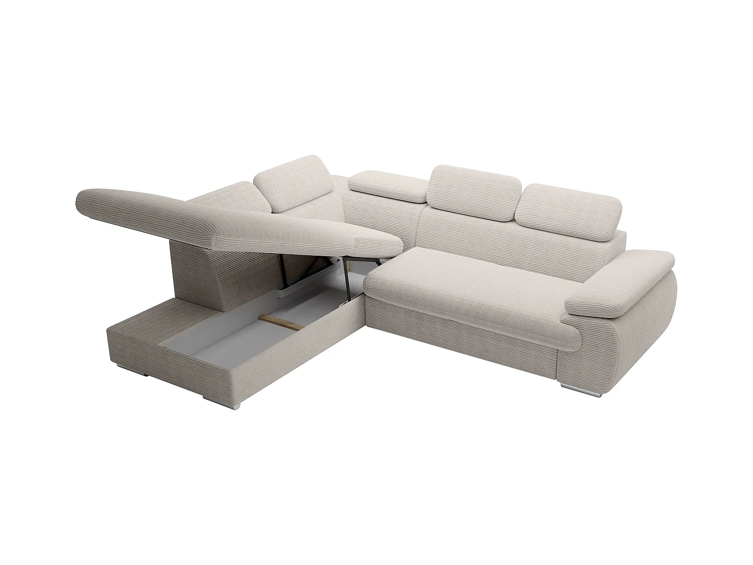 Divano letto in Velluto a coste Beige - Angolo a sinistra - FABIEN