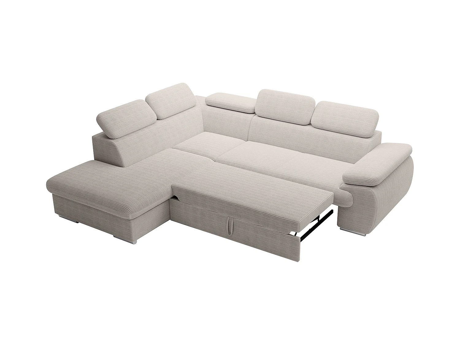 Ecksofa mit Schlaffunktion - Ecke links - Cord - Beige - FABIEN