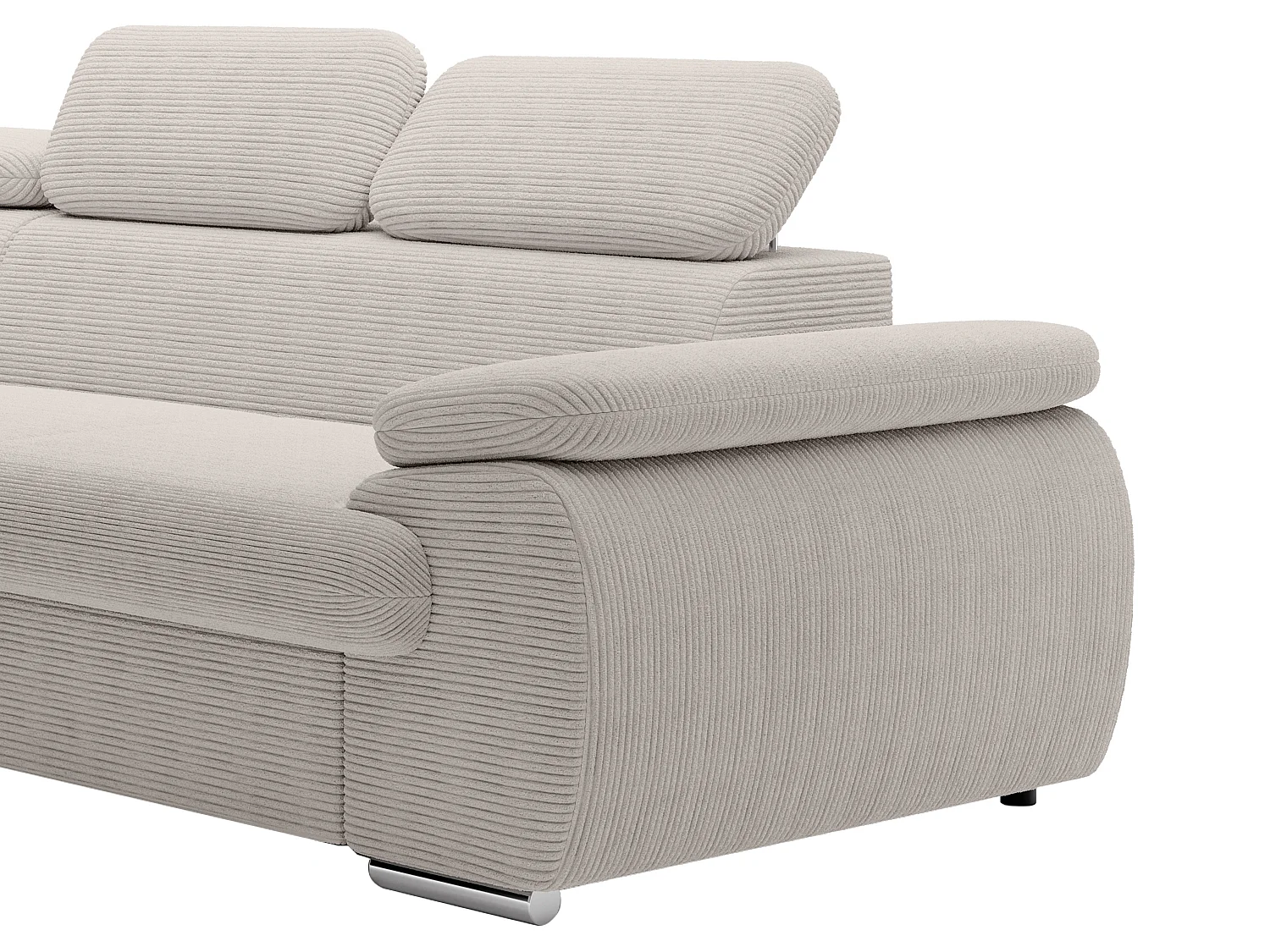 Canapé d'angle gauche convertible en velours côtelé beige FABIEN