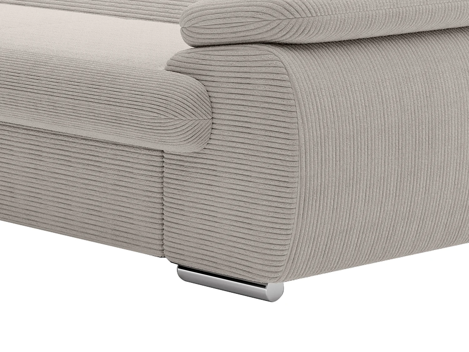 Canapé d'angle gauche convertible en velours côtelé beige FABIEN