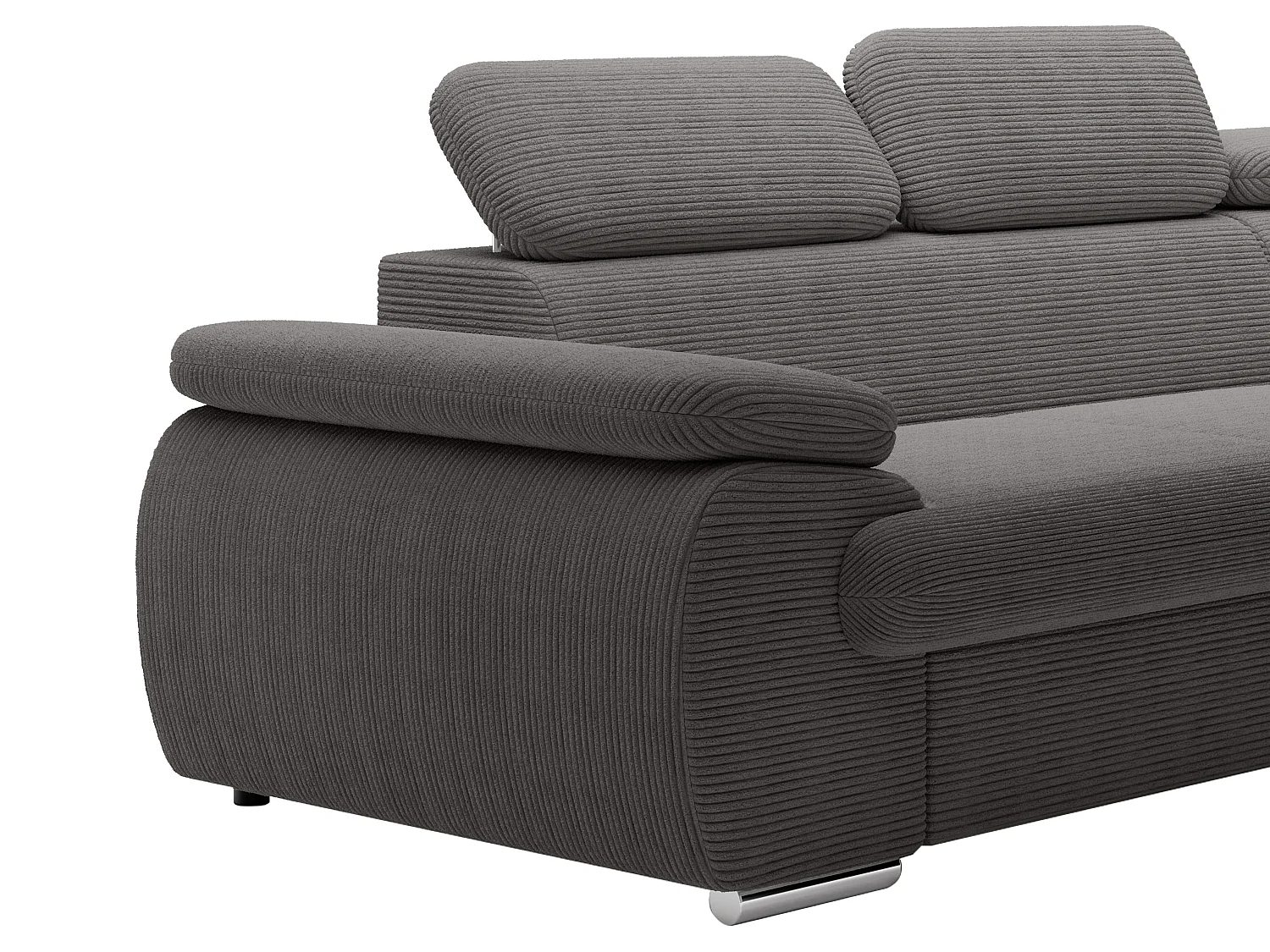 Canapé d'angle droit convertible en velours côtelé gris foncé FABIEN