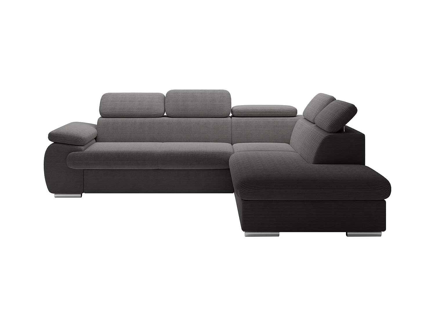 Høyre sjeselongsofa, uttrekkbar i mørk grå kordfløyel FABIEN