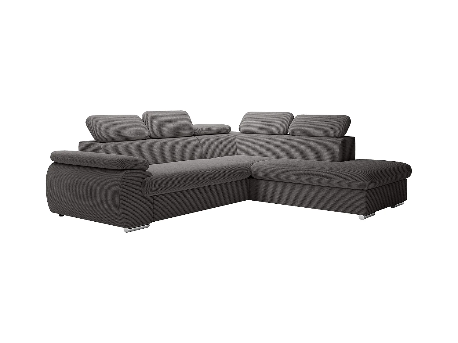 Høyre sjeselongsofa, uttrekkbar i mørk grå kordfløyel FABIEN