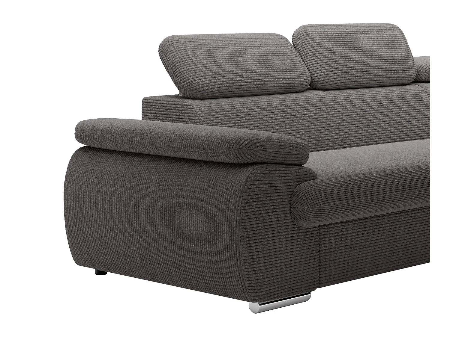 Høyre sjeselongsofa, uttrekkbar i mørk grå kordfløyel FABIEN