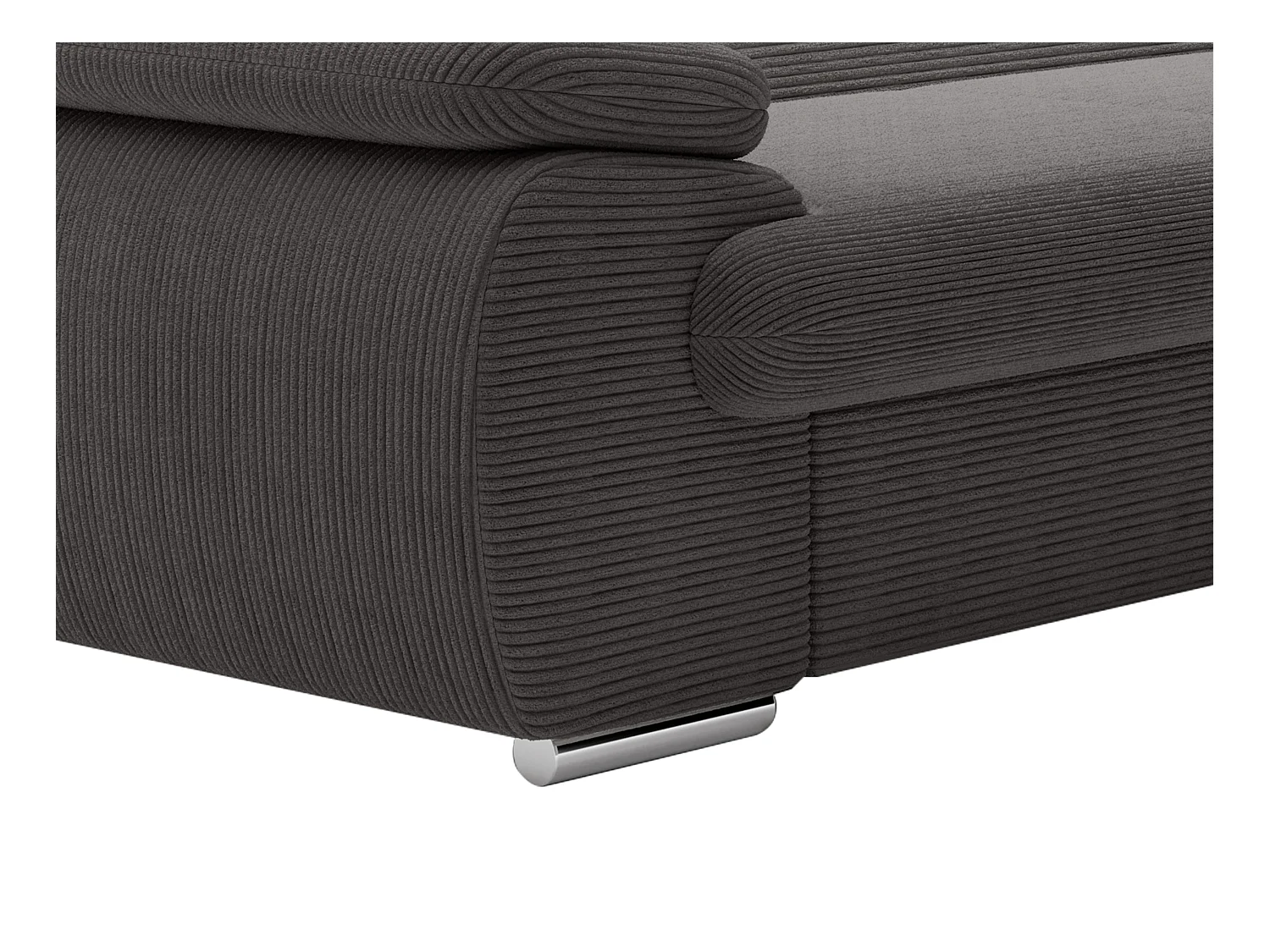 Høyre sjeselongsofa, uttrekkbar i mørk grå kordfløyel FABIEN