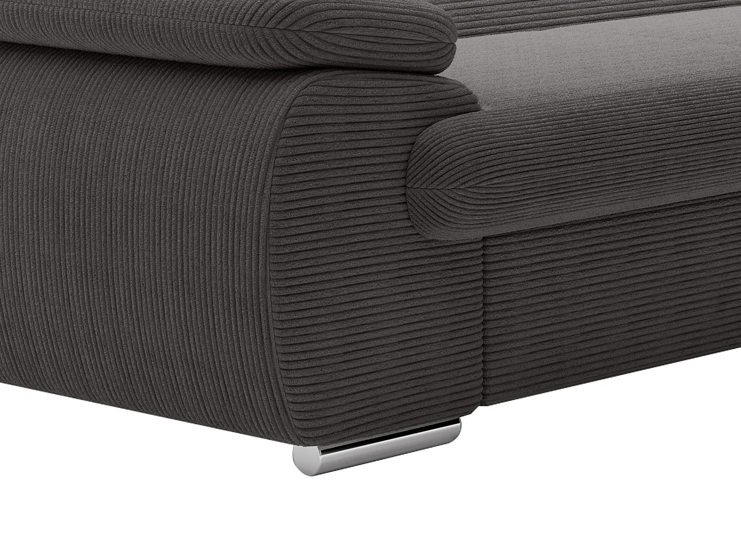 Canapé d'angle droit convertible en velours côtelé gris foncé FABIEN