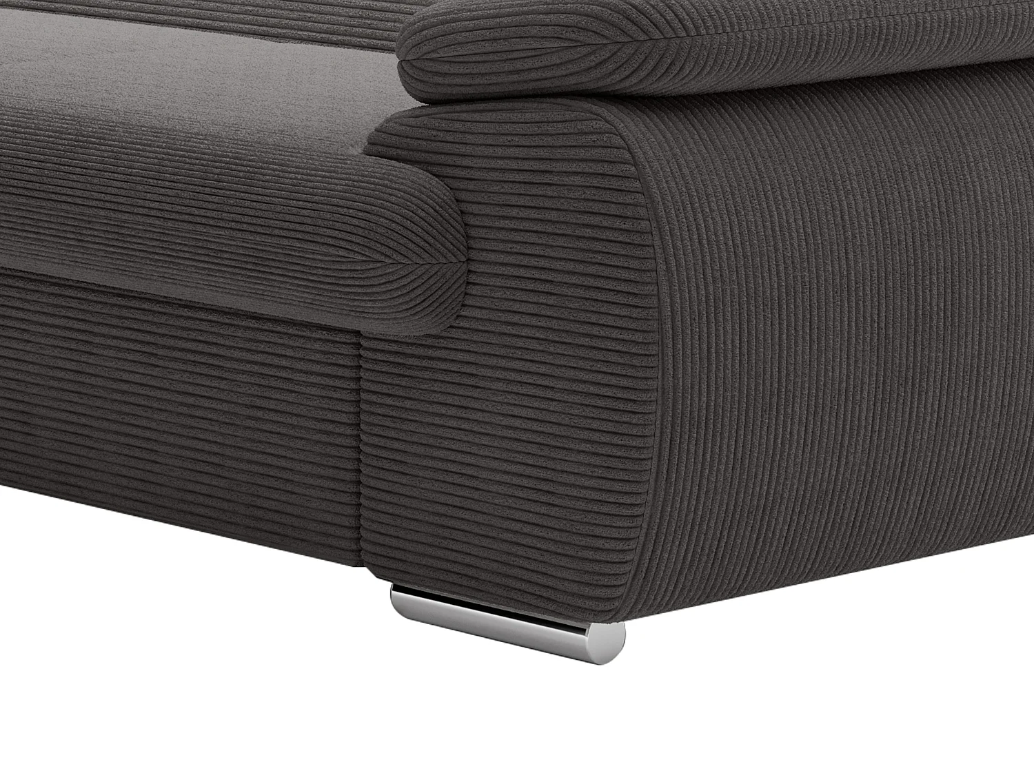 Canapé d'angle gauche convertible en velours côtelé gris foncé FABIEN