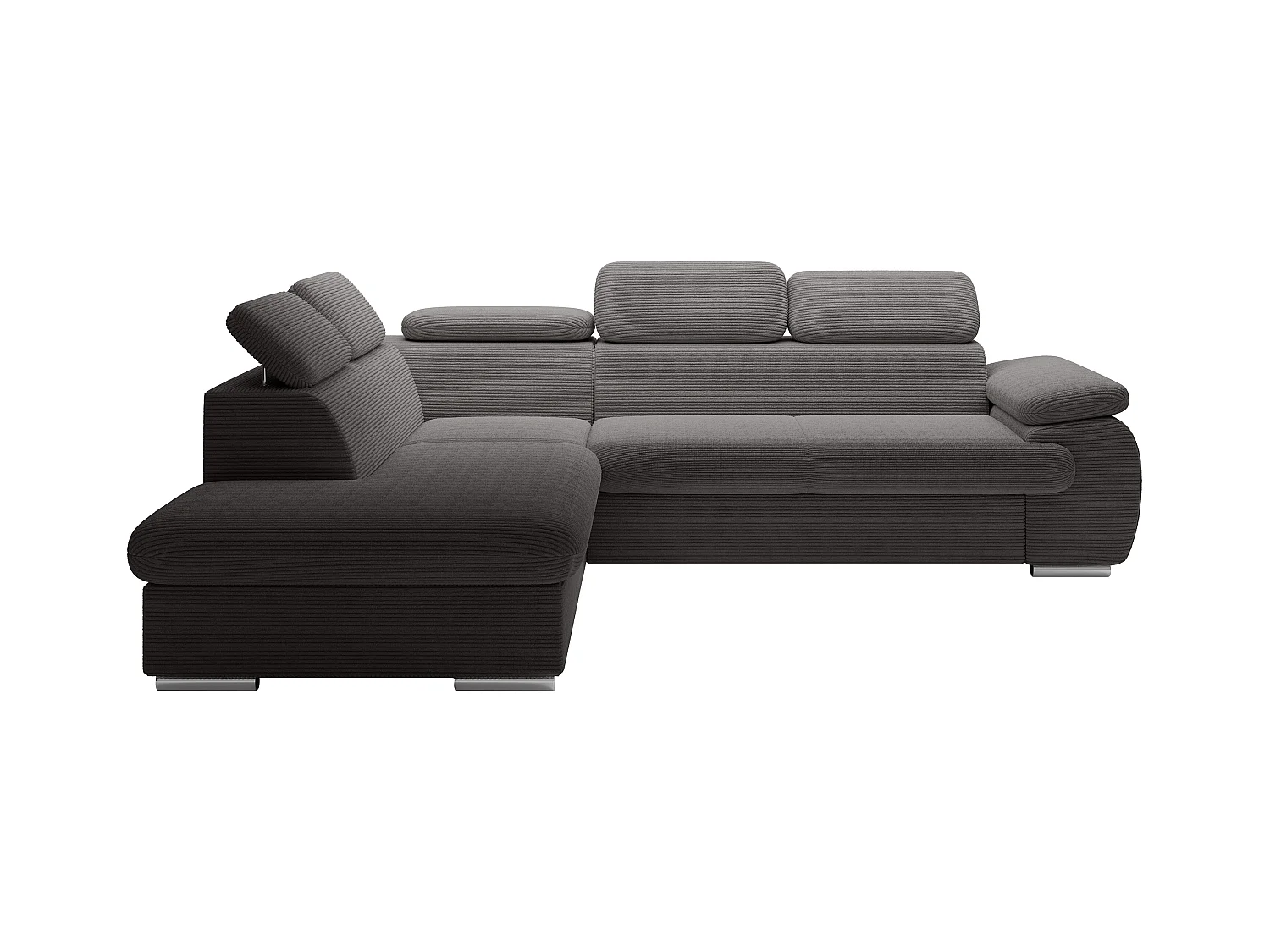 Venstre hjørnesofa som kan konverteres til seng i mørk grå kordfløyel FABIEN