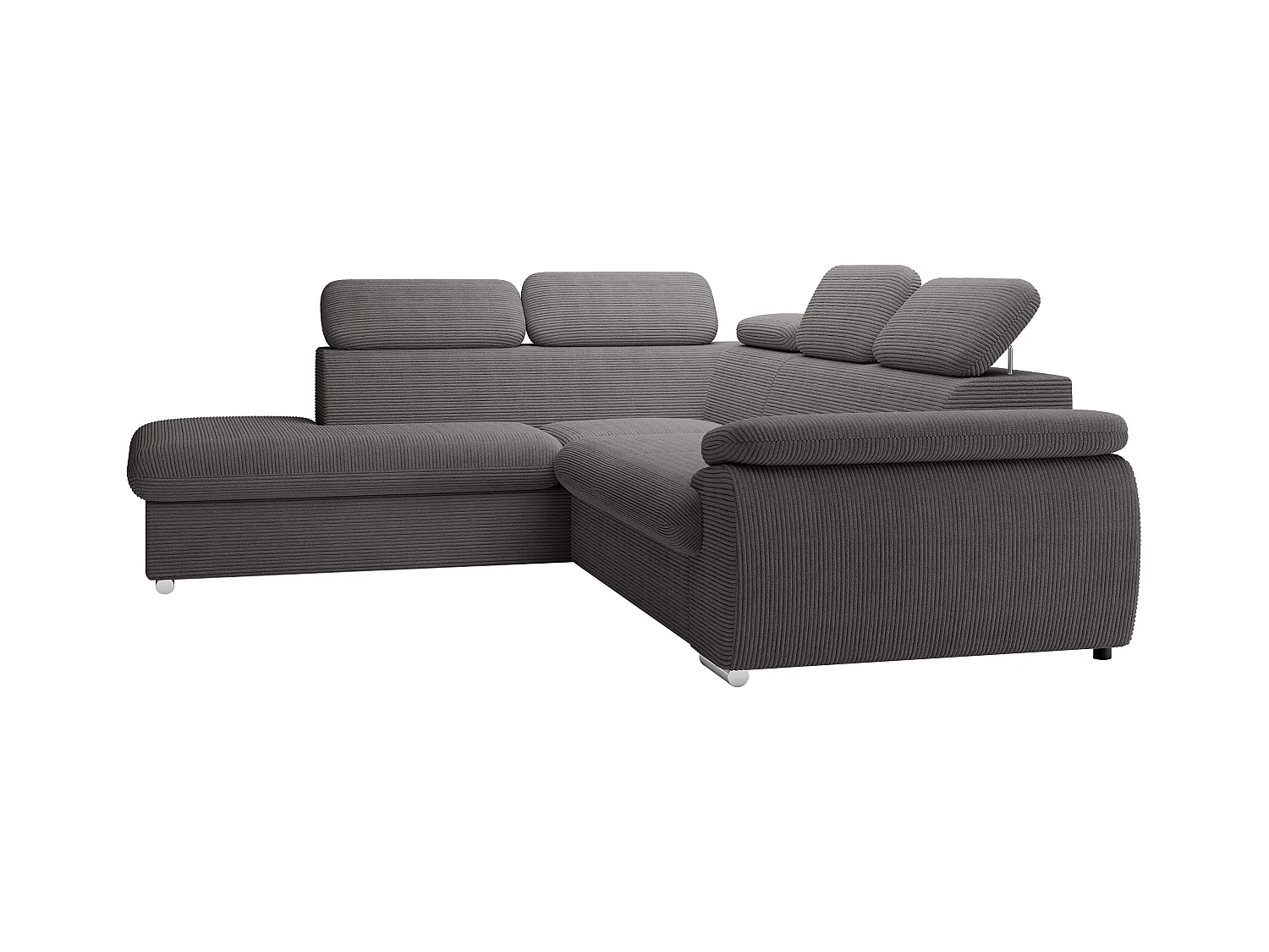 Venstre hjørnesofa som kan konverteres til seng i mørk grå kordfløyel FABIEN