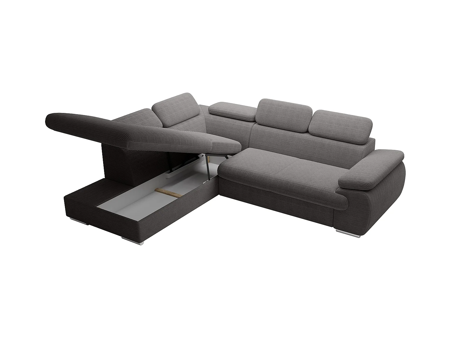 Venstre hjørnesofa som kan konverteres til seng i mørk grå kordfløyel FABIEN