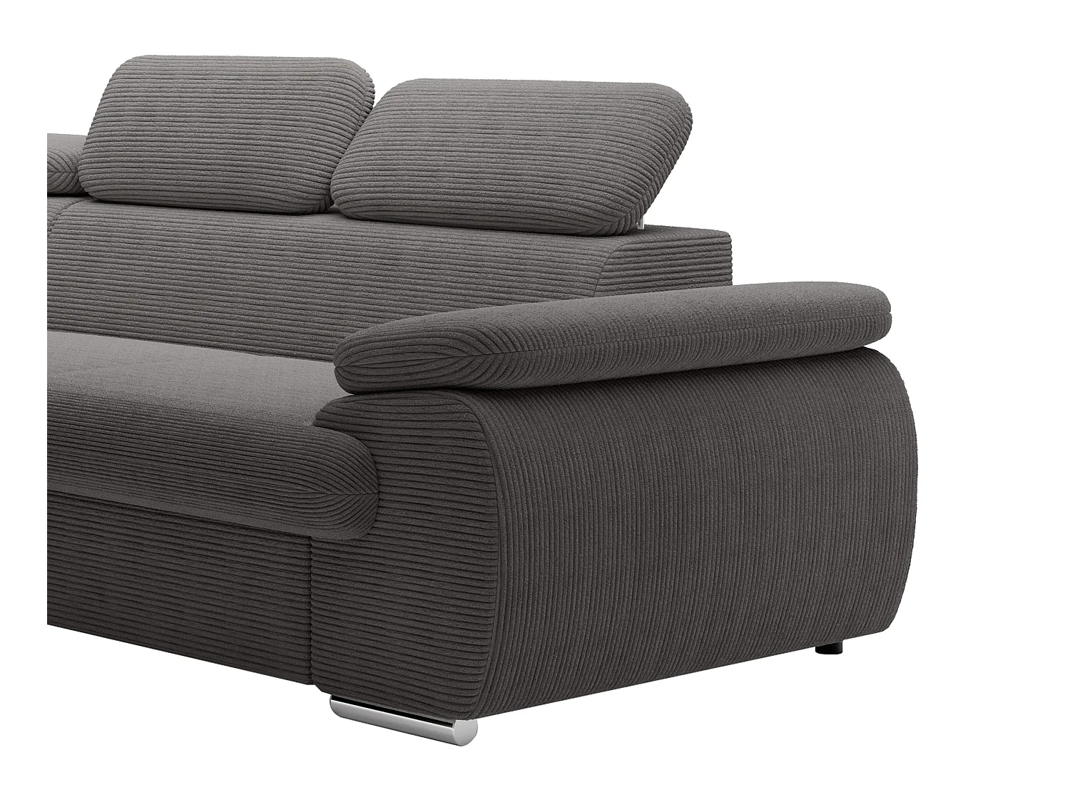Venstre hjørnesofa som kan konverteres til seng i mørk grå kordfløyel FABIEN
