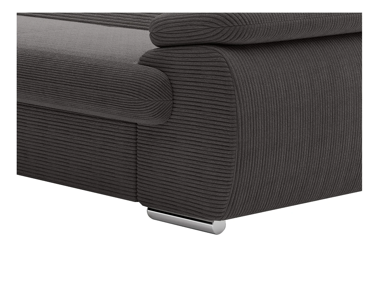 Venstre hjørnesofa som kan konverteres til seng i mørk grå kordfløyel FABIEN