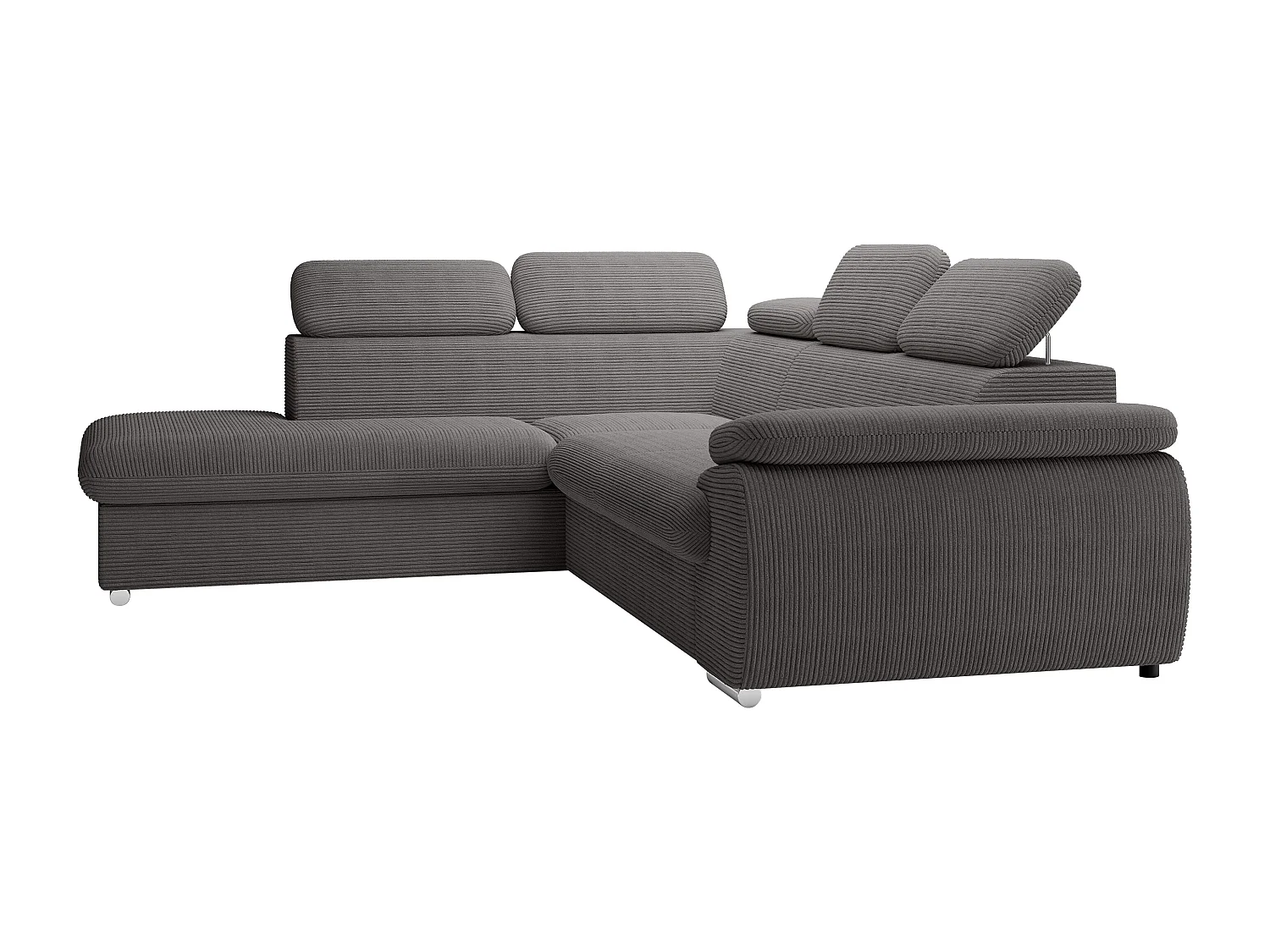 Divano letto in Velluto a coste Antracite - Angolo a sinistra - FABIEN