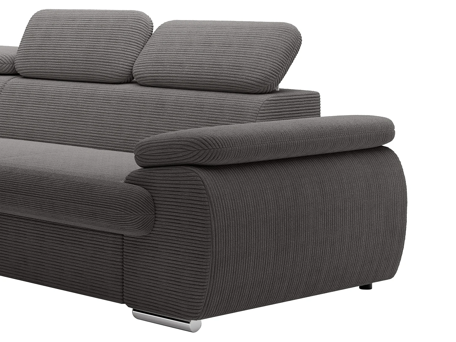 Divano letto in Velluto a coste Antracite - Angolo a sinistra - FABIEN