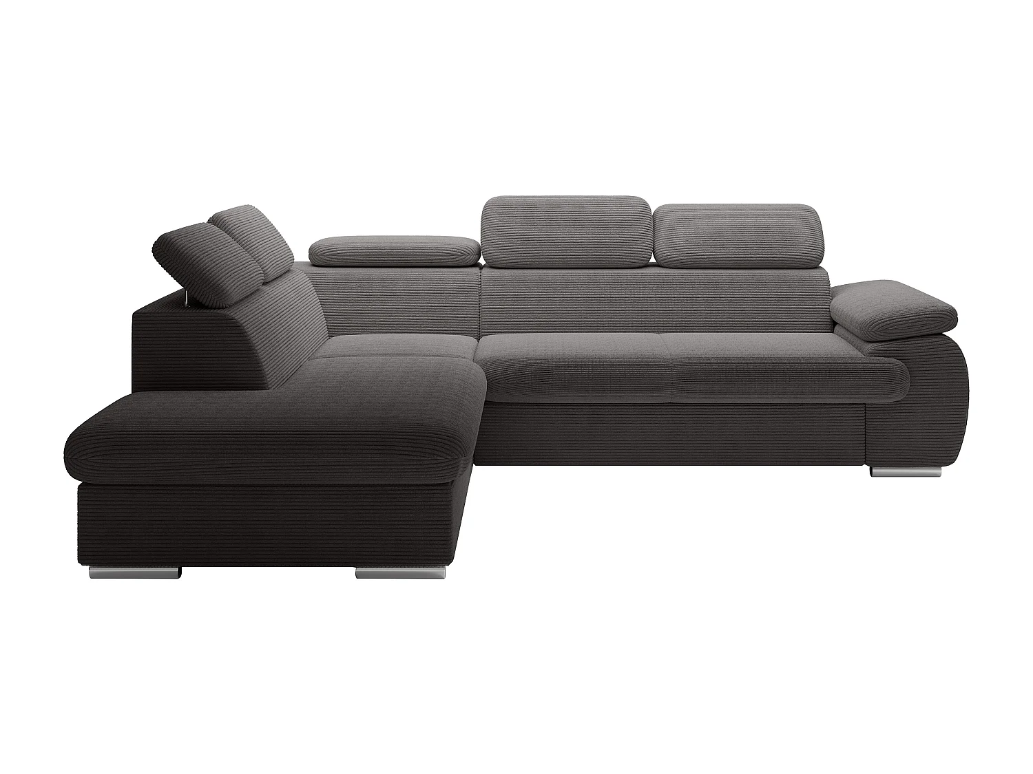 Divano letto in Velluto a coste Antracite - Angolo a sinistra - FABIEN