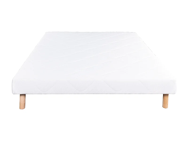 Sommier tapissier 160x200, blanc, Gamme Prestige Hôtel, bois massif + pieds offerts