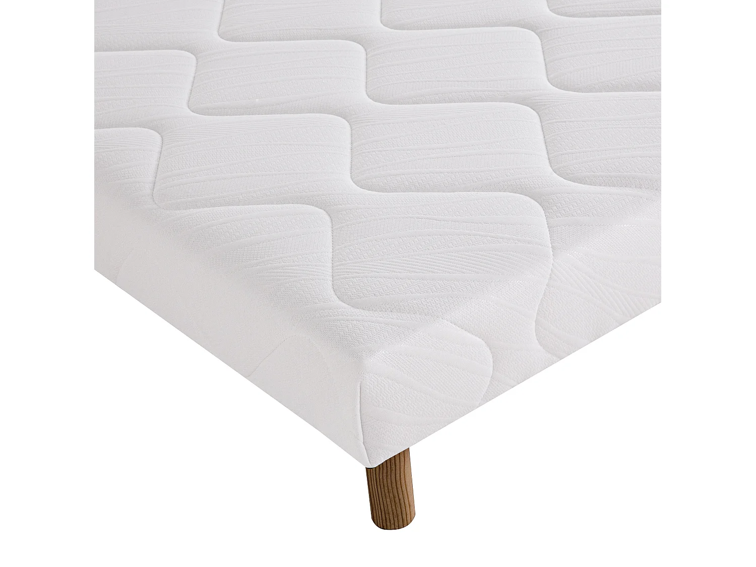 Sommier tapissier, blanc, Gamme Prestige Hôtel, bois massif + pieds offerts