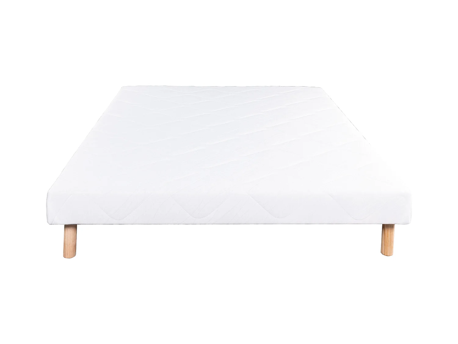 Sommier tapissier 90x190, blanc, Gamme Prestige Hôtel, bois massif + pieds offerts
