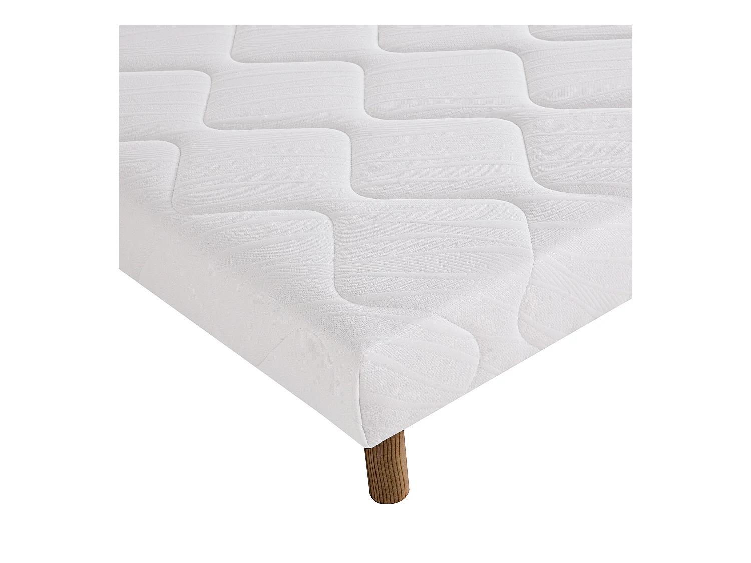 Sommier tapissier 90x190, blanc, Gamme Prestige Hôtel, bois massif + pieds offerts