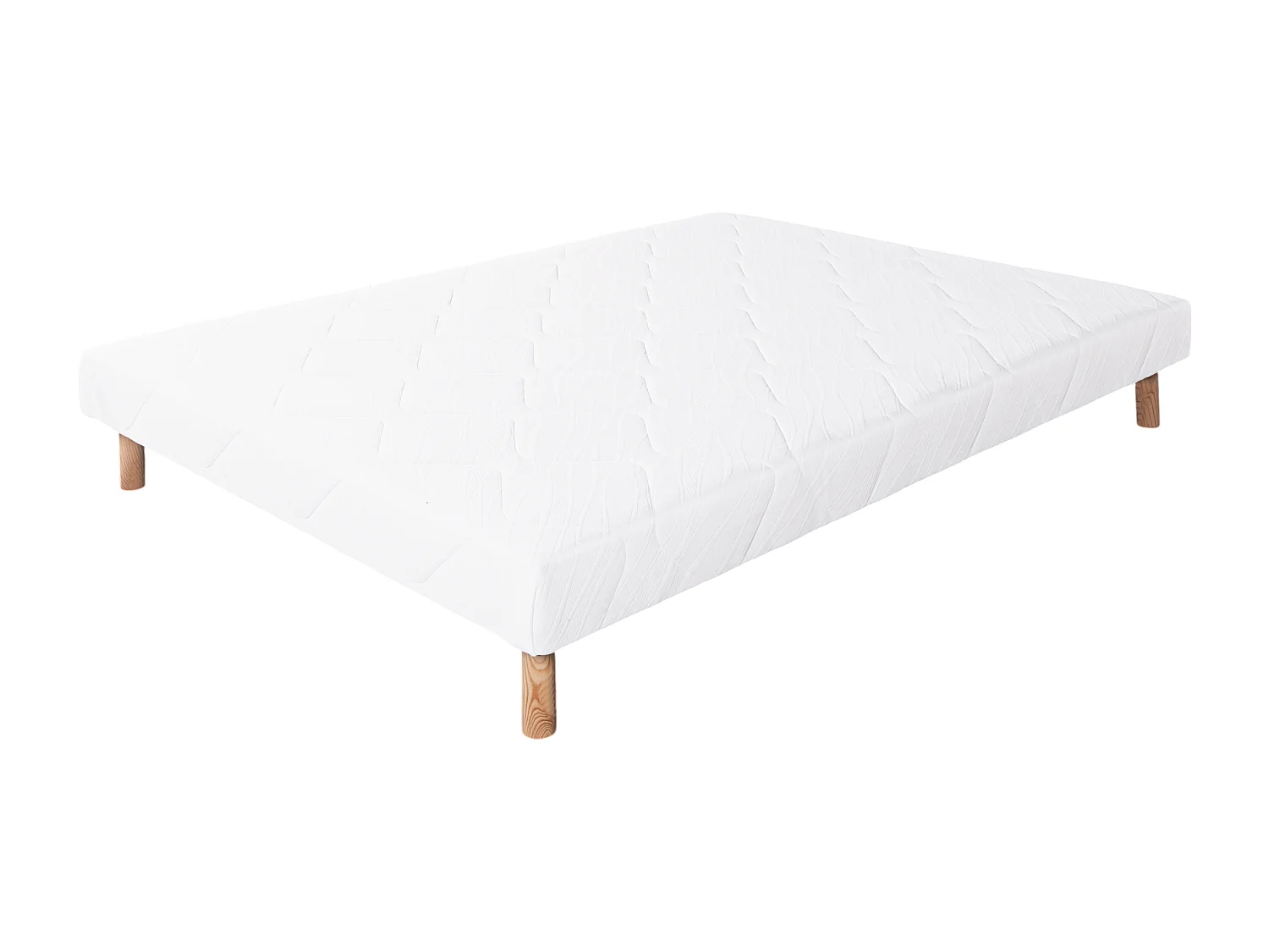 Sommier tapissier, blanc, Gamme Prestige Hôtel, bois massif + pieds offerts