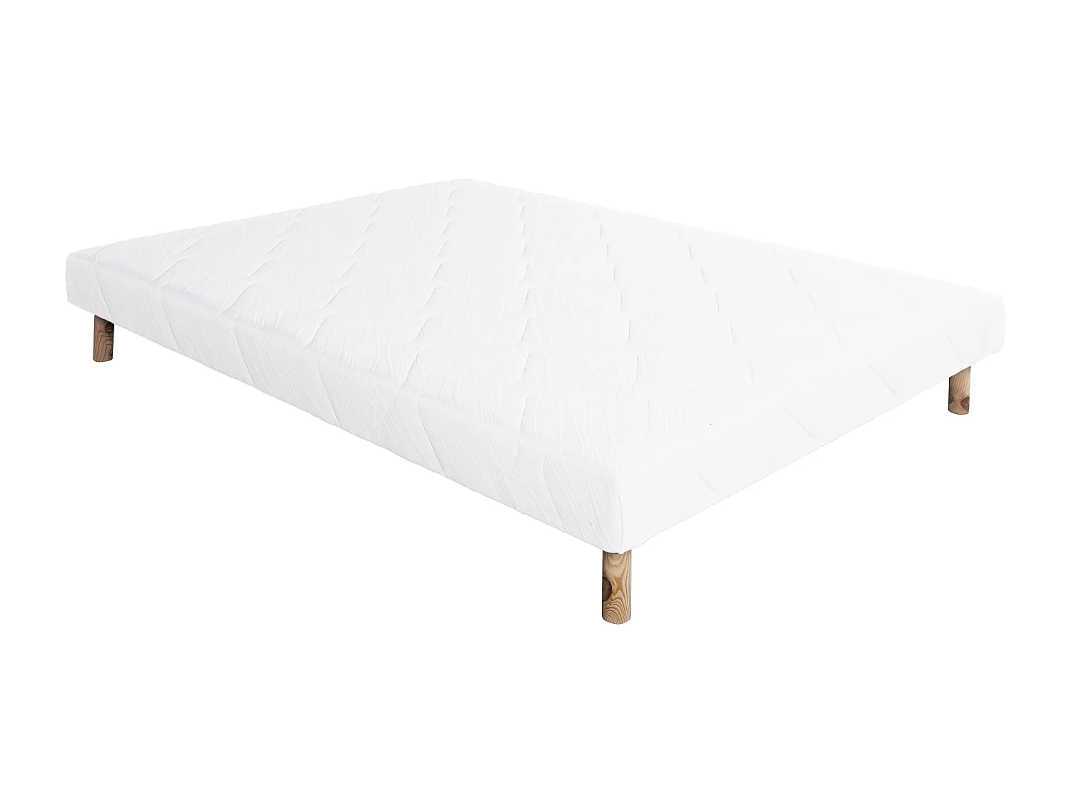 Sommier tapissier 140x190, blanc, Gamme Prestige Hôtel, bois massif + pieds offerts
