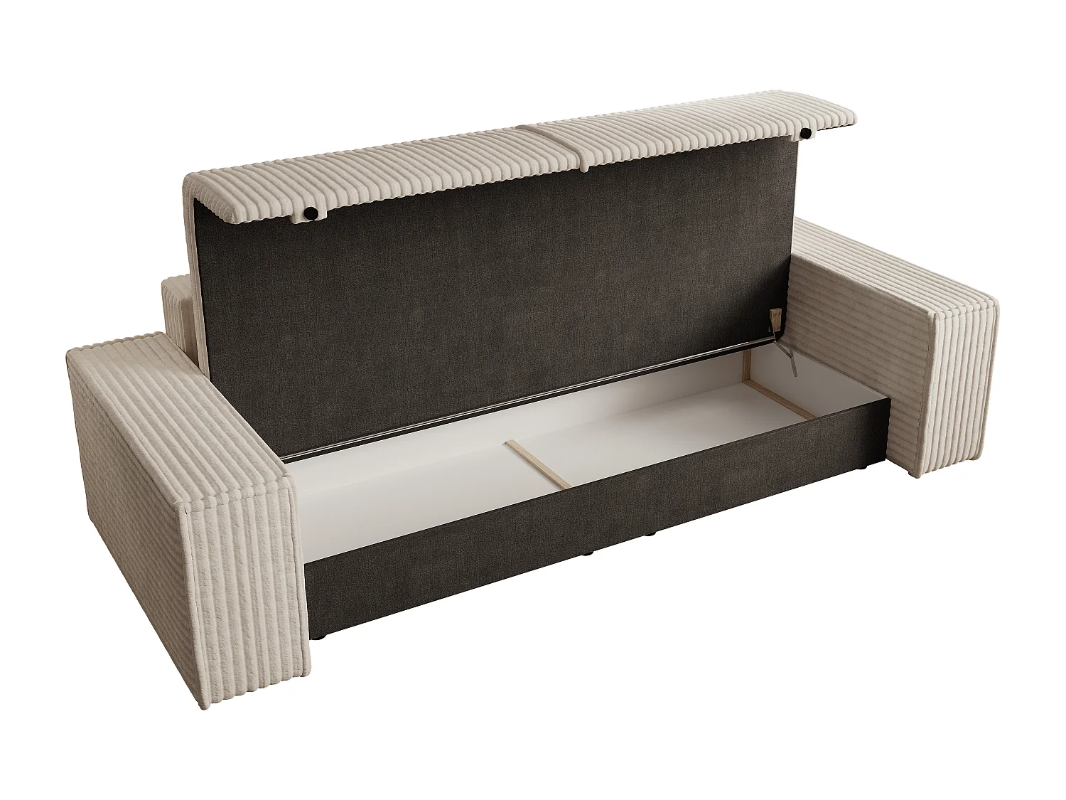 Schlafsofa 4-Sitzer - grob gerippter Cord - Beige - AMELIA