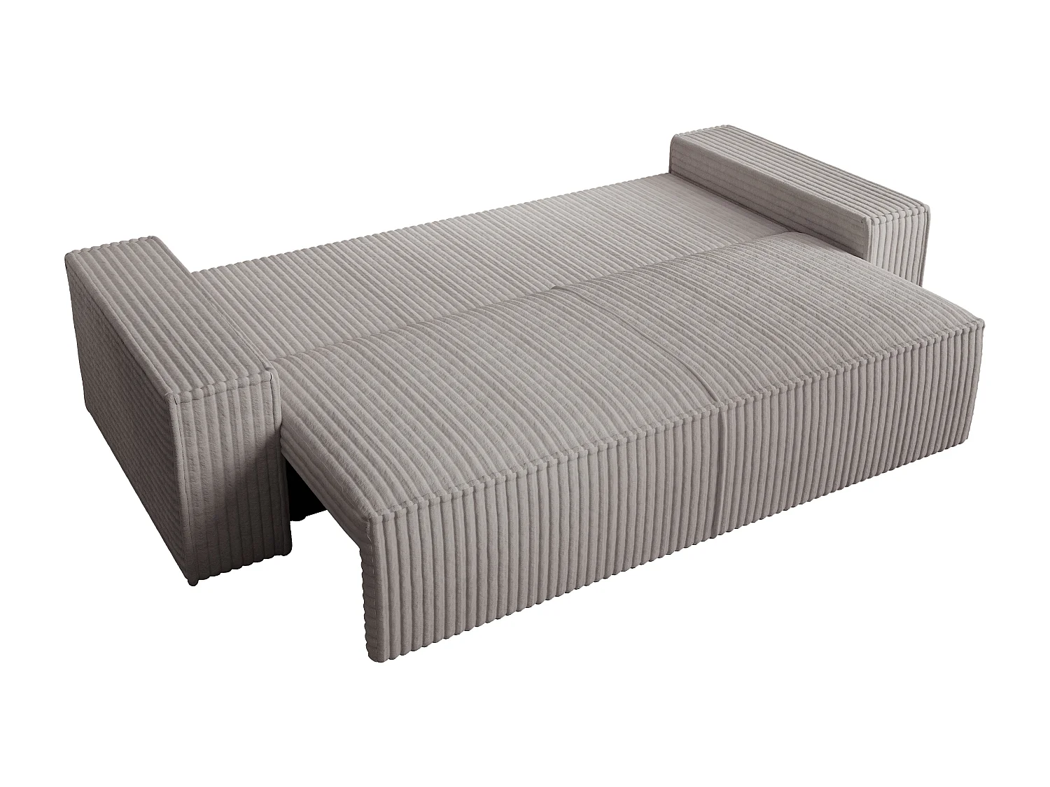 Sofá cama de 4 plazas convertible de pana anchas color gris claro AMELIA