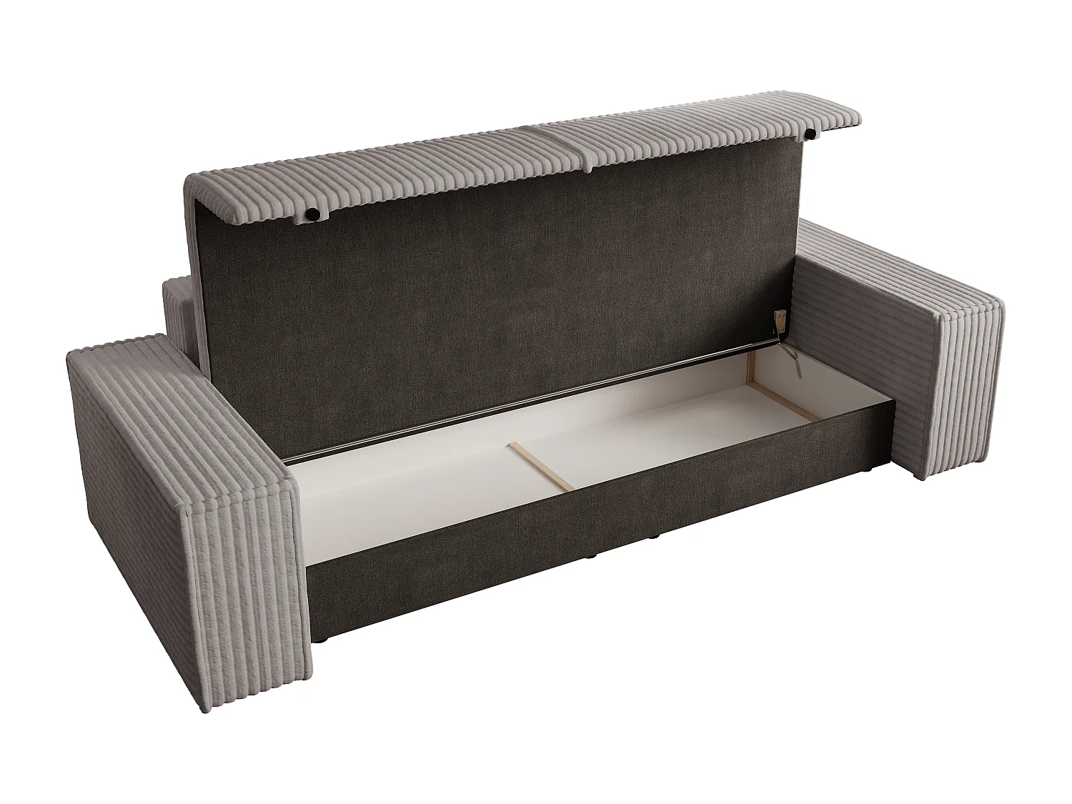 Sofá cama de 4 plazas convertible de pana anchas color gris claro AMELIA