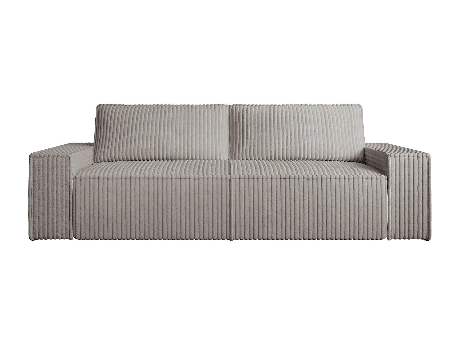 Sofá cama de 4 plazas convertible de pana anchas color gris claro AMELIA