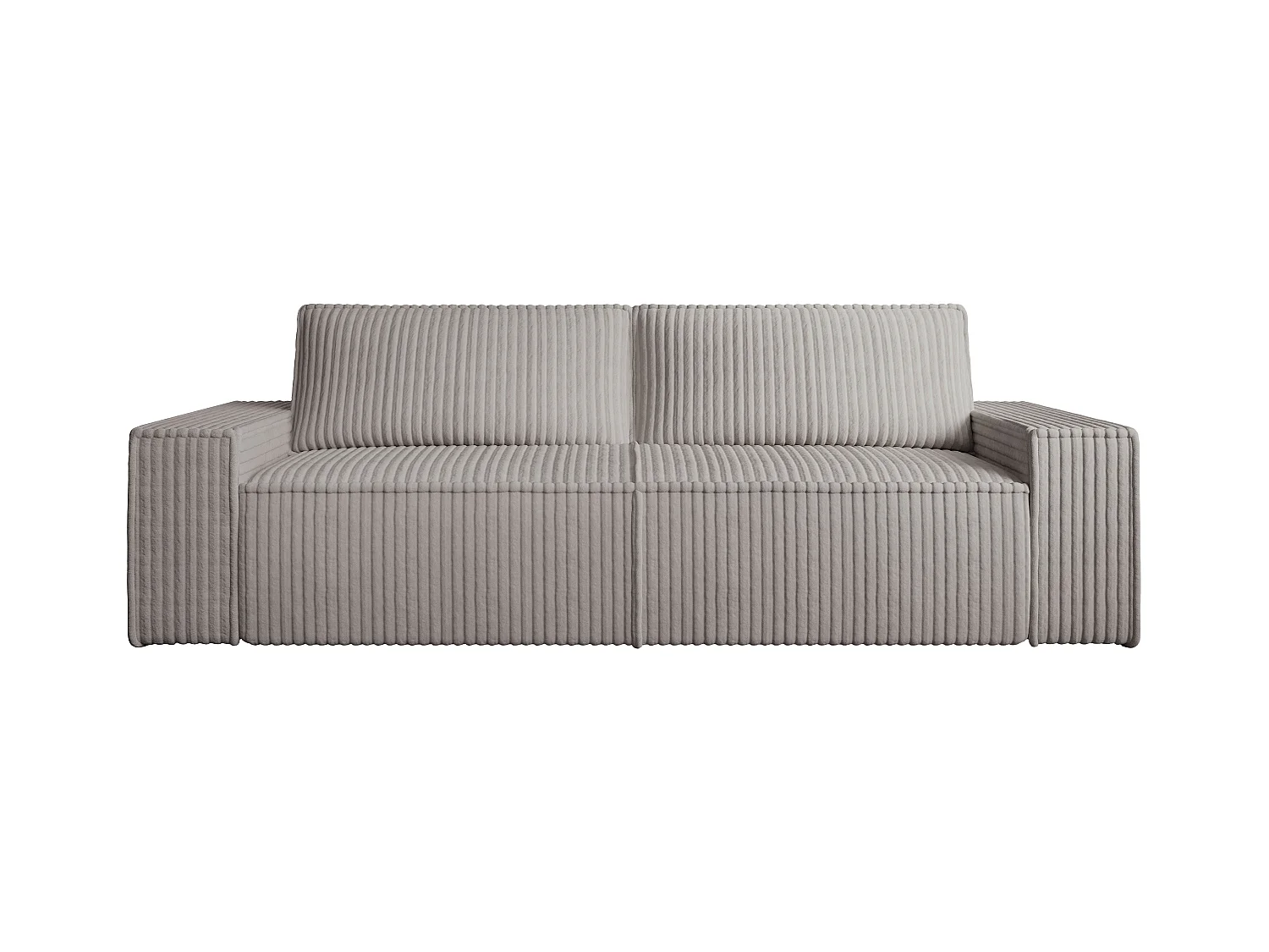 Schlafsofa 4-Sitzer - grob gerippter Cord - Hellgrau - AMELIA