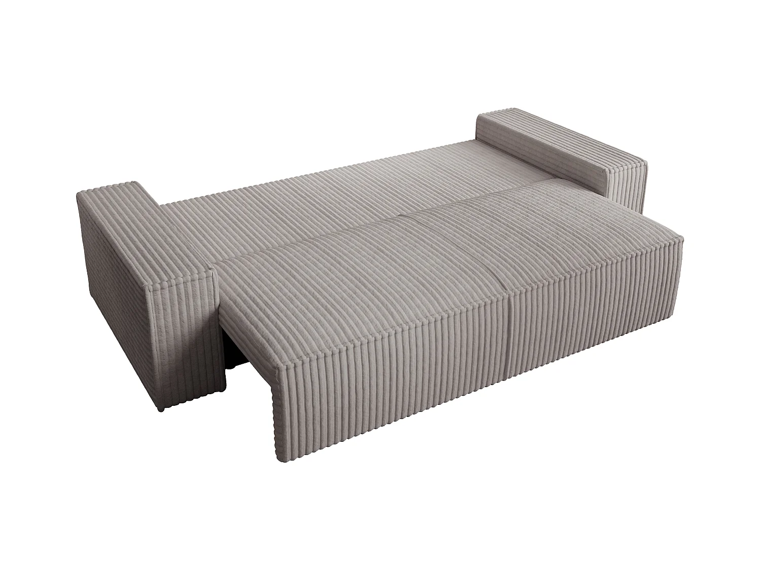 Schlafsofa 4-Sitzer - grob gerippter Cord - Hellgrau - AMELIA