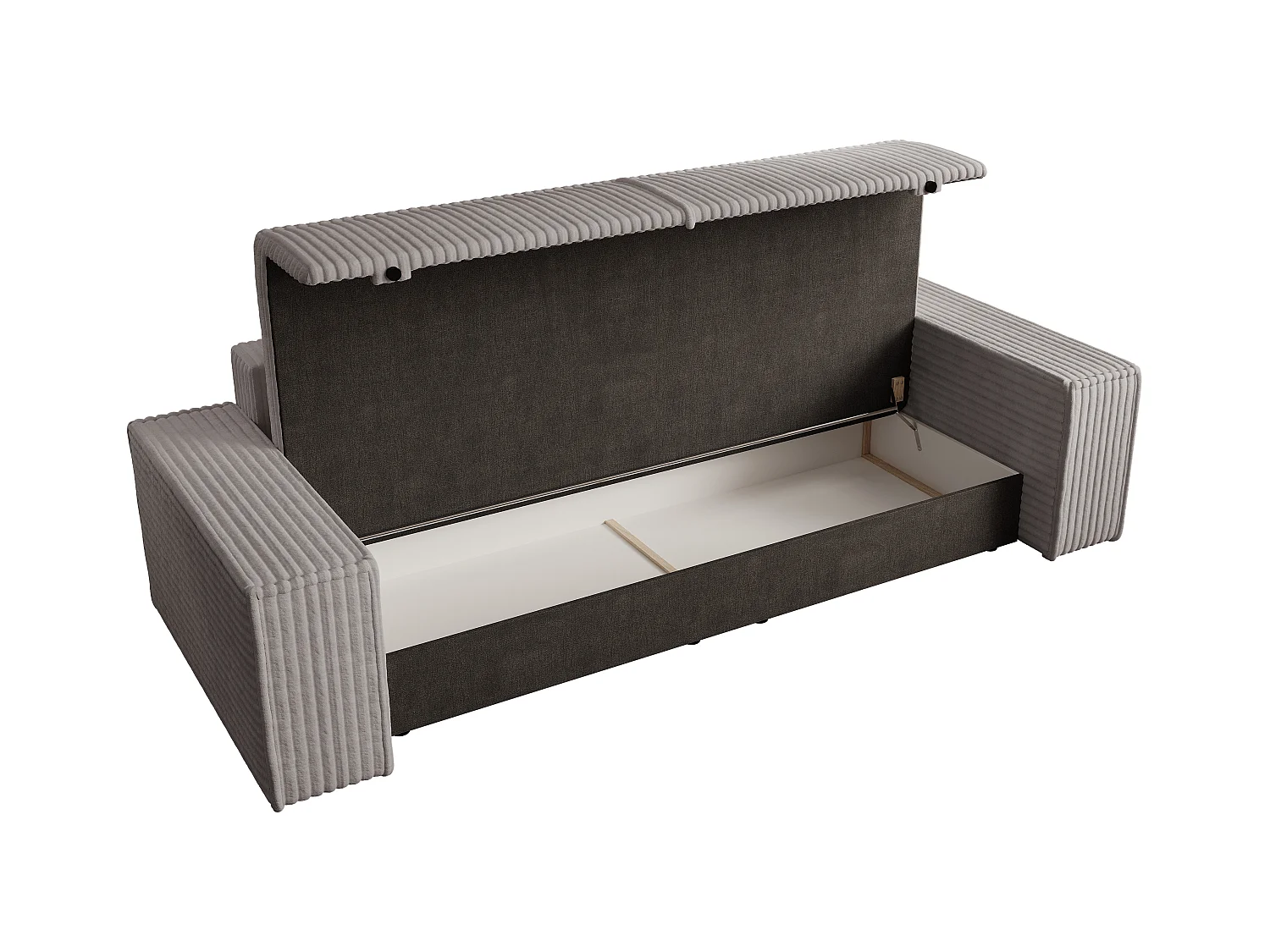 Schlafsofa 4-Sitzer - grob gerippter Cord - Hellgrau - AMELIA