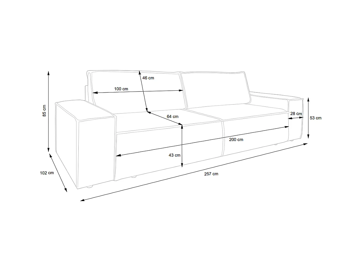 Schlafsofa 4-Sitzer - grob gerippter Cord - Hellgrau - AMELIA